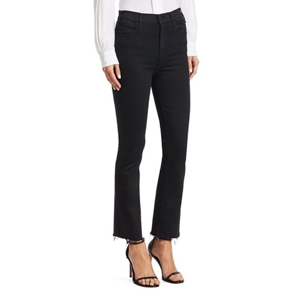 MOTHER denim Hustler high rise ankle fray